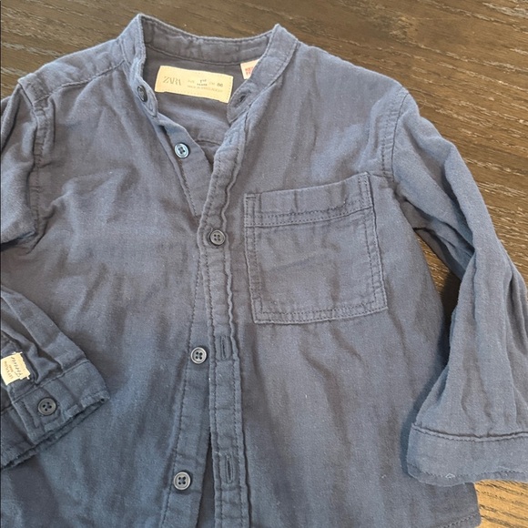 Zara Kids Blue Button-Up Shirt - Picture 3 of 5